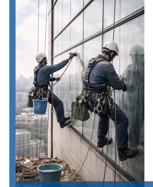 Профессиональная мойка фасадных окон альпинистами в Краснотурьинске