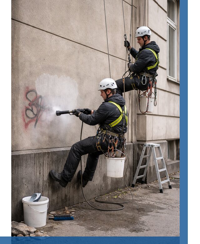 Удаление граффити с фасада в Краснотурьинске от 4785 р. | ВЫСОТНИК-Кту