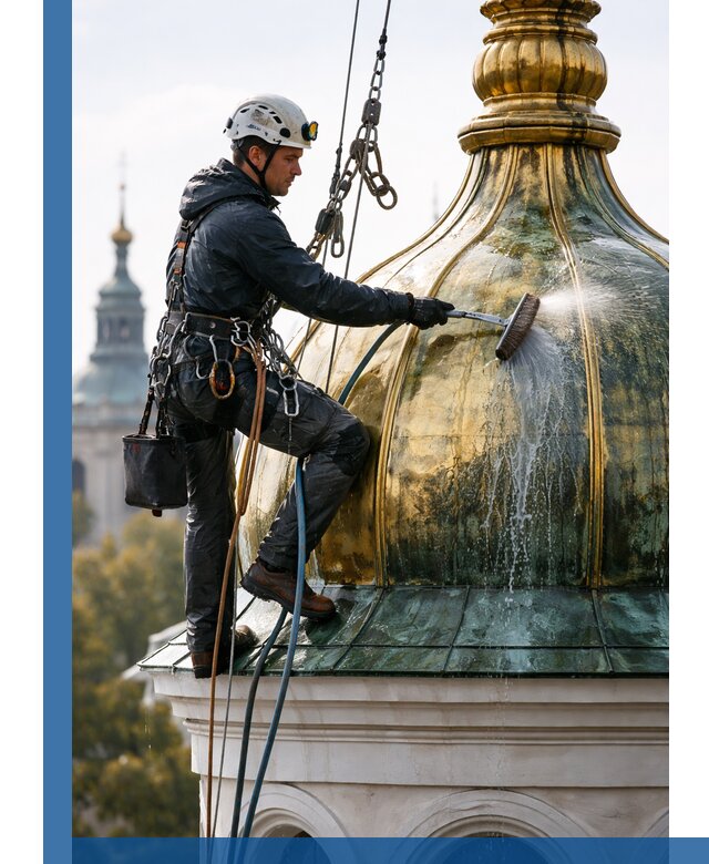 Профессиональная мойка куполов и шпилей высотными альпинистами в Краснотурьинске