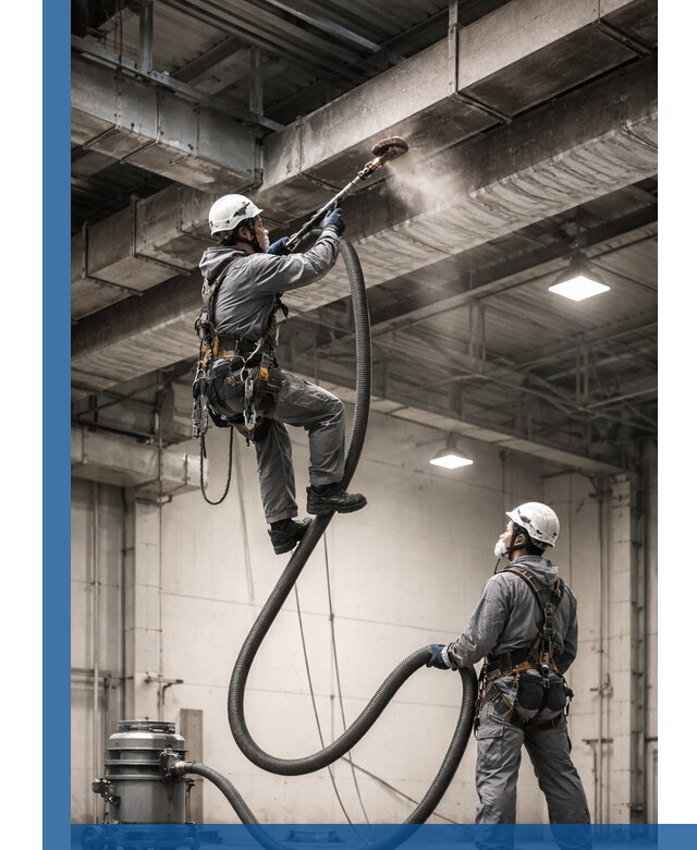 Обеспыливание потолочных конструкций в Краснотурьинске промышленным альпинизмом