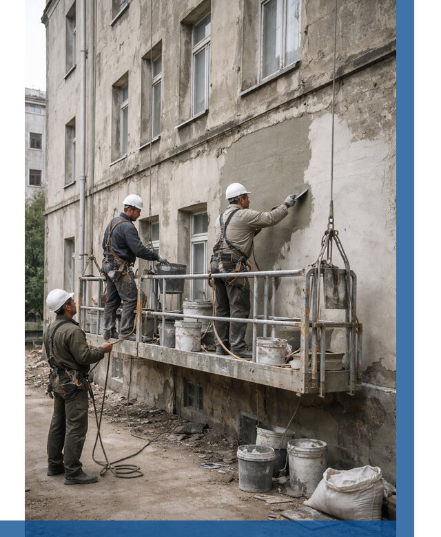 Капитальный ремонт фасада в Краснотурьинске от 4466 р. | ВЫСОТНИК-Кту