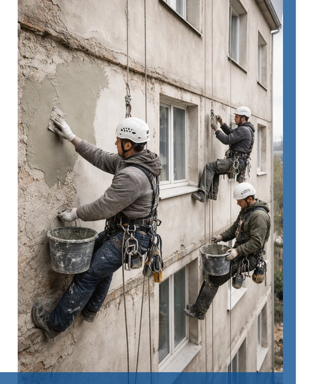 Ремонт штукатурного фасада в Краснотурьинске от 797 р. под ключ | ВЫСОТНИК-Кту