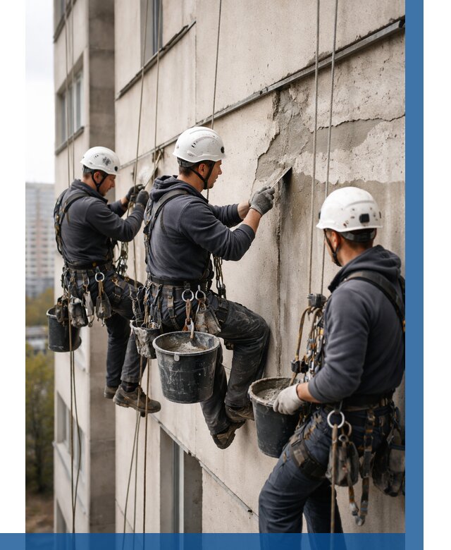 Ремонт бетонных элементов фасада в Краснотурьинске от 2658 р. | ВЫСОТНИК-Кту