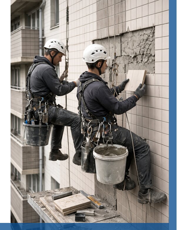 Ремонт облицовки фасада плиткой в Краснотурьинске от 1914 р. | ВЫСОТНИК-Кту