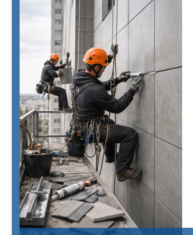 Профессиональный ремонт фасада из керамогранита в Краснотурьинске