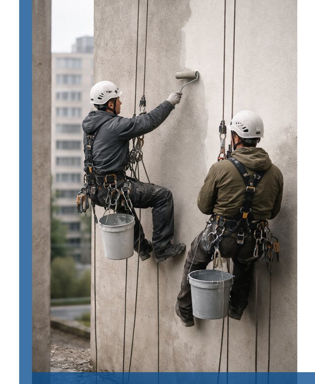 Покраска фасадов высотными альпинистами в Краснотурьинске с гарантией