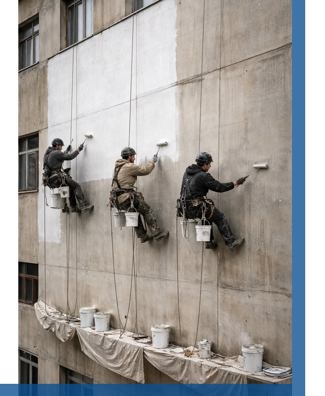 Покраска бетонного фасада в Краснотурьинске от 372 р за м2 | ВЫСОТНИК-Кту