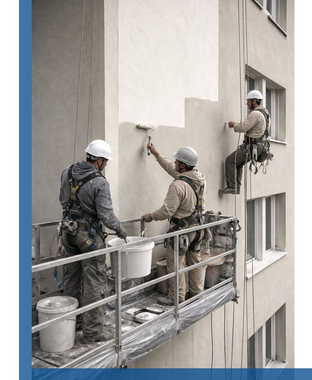 Покраска оштукатуренного фасада в Краснотурьинске под ключ с гарантией