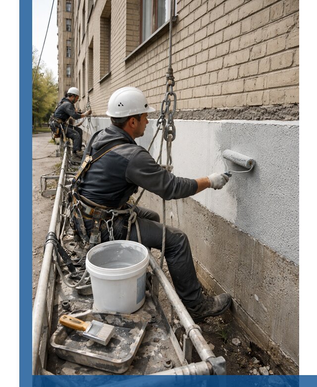 Окраска цоколя здания в Краснотурьинске профессионально и надежно