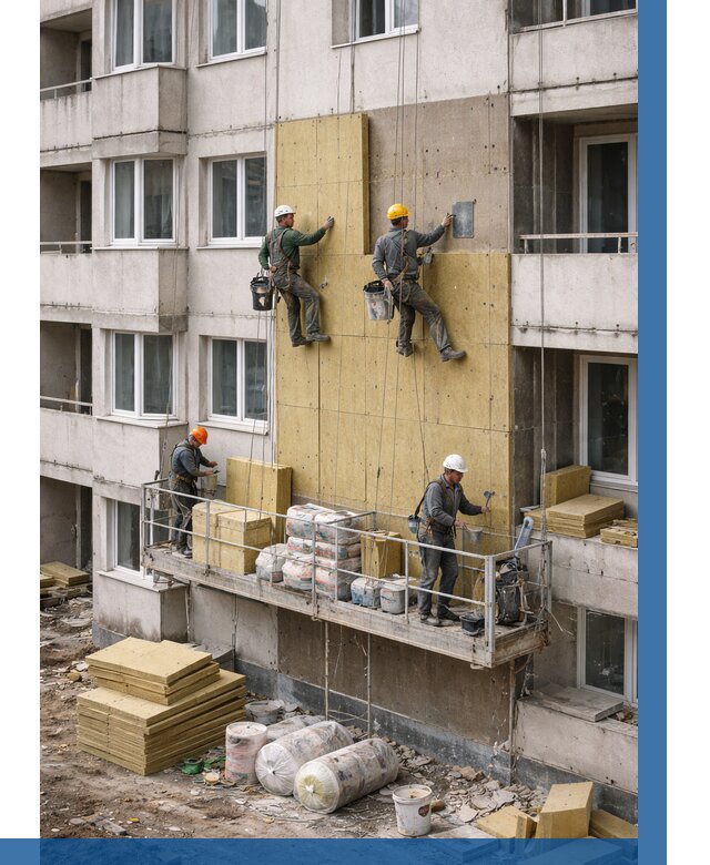 Утепление фасада минватой в Краснотурьинске от 1595 р. | ВЫСОТНИК-Кту