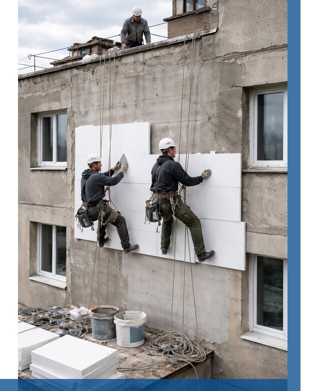 Утепление фасада пенополистиролом в Краснотурьинске от 1914 р. | ВЫСОТНИК-Кту