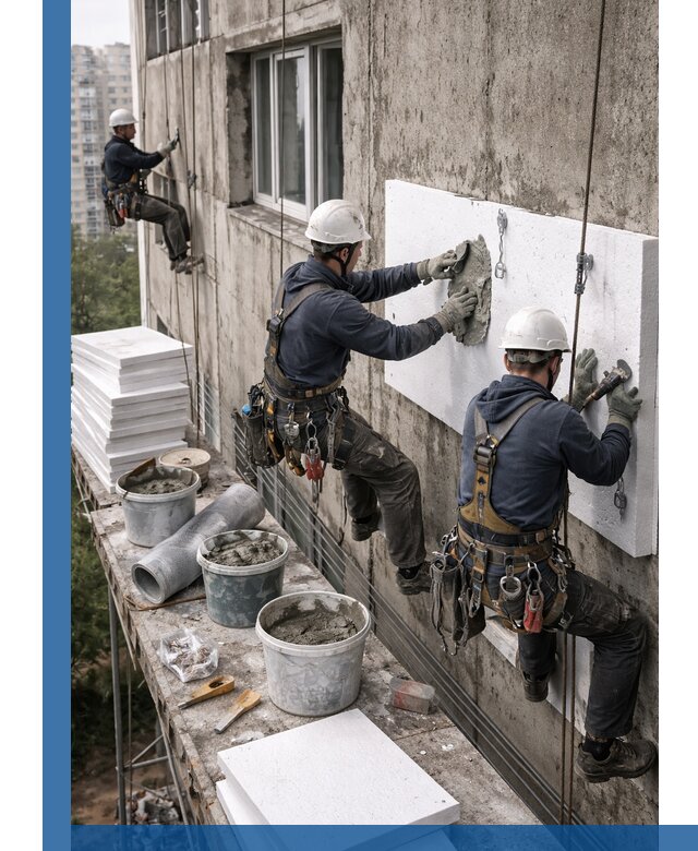 Утепление фасада пенополистиролом в Краснотурьинске под ключ