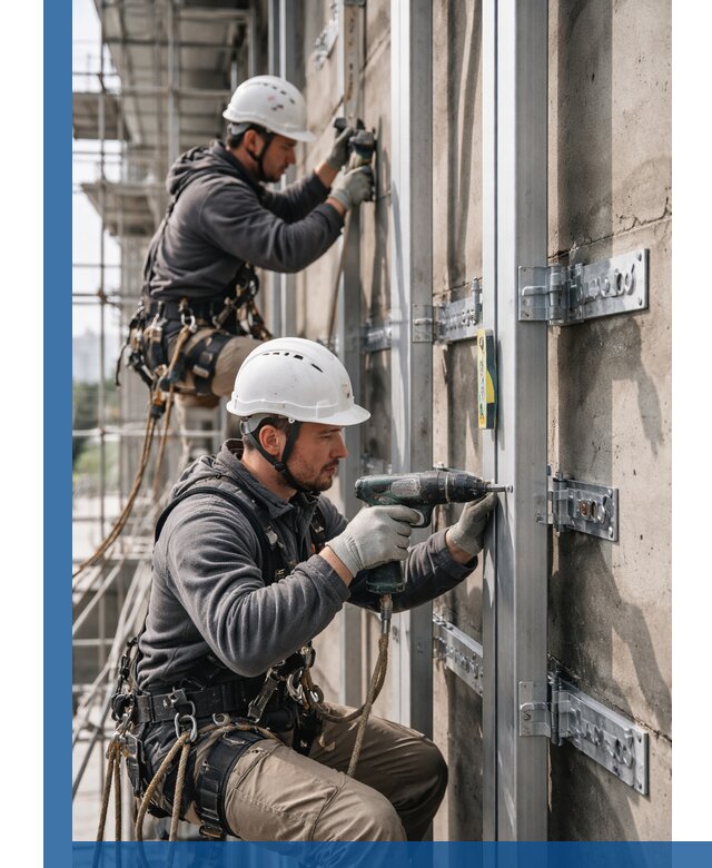 Монтаж и крепление подсистемы вентфасада в Краснотурьинске