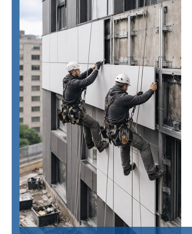 Монтаж композитных панелей фасада в Краснотурьинске под ключ