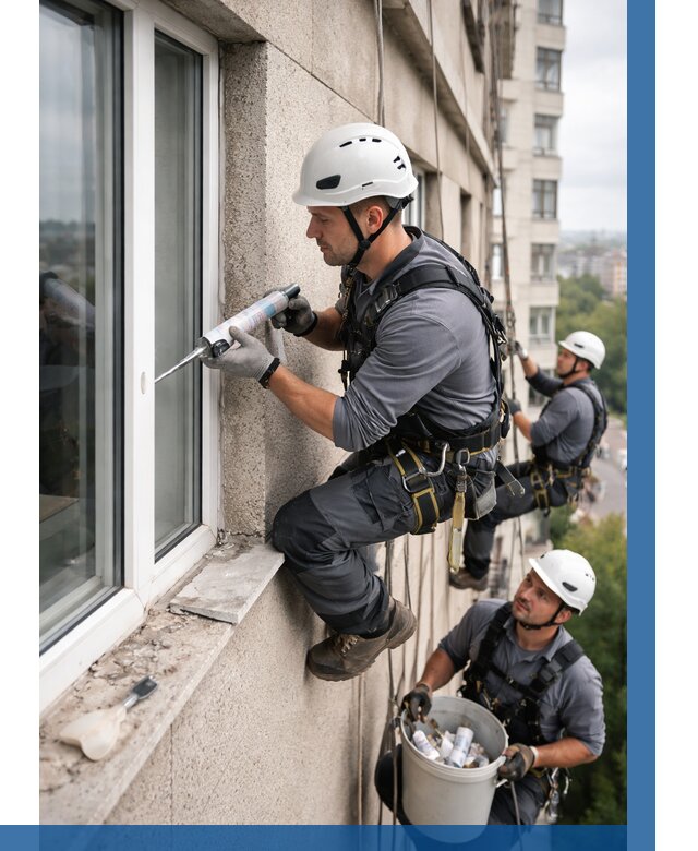 Герметизация оконных швов снаружи в Краснотурьинске от 1595 р. | ВЫСОТНИК-Кту