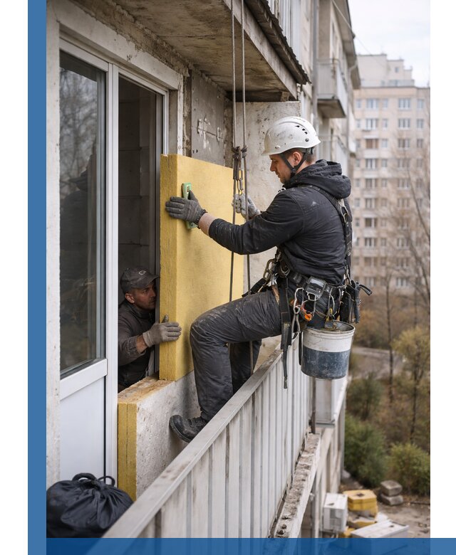 Профессиональное утепление балкона снаружи в Краснотурьинске под ключ