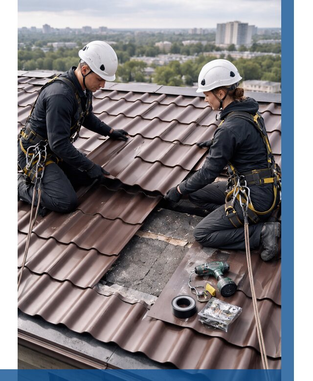 Ремонт металлочерепицы на крыше в Краснотурьинске от 957 р. | ВЫСОТНИК-Кту