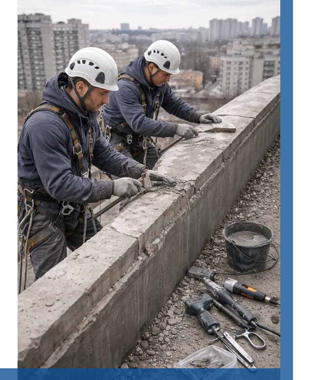 Ремонт парапета на кровле в Краснотурьинске от 1595 р. | ВЫСОТНИК-Кту