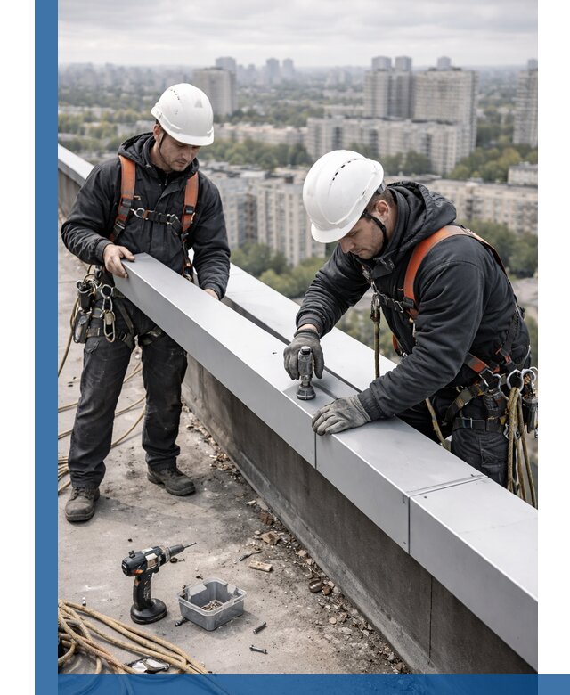 Монтаж парапетных крышек и ограждений кровли в Краснотурьинске