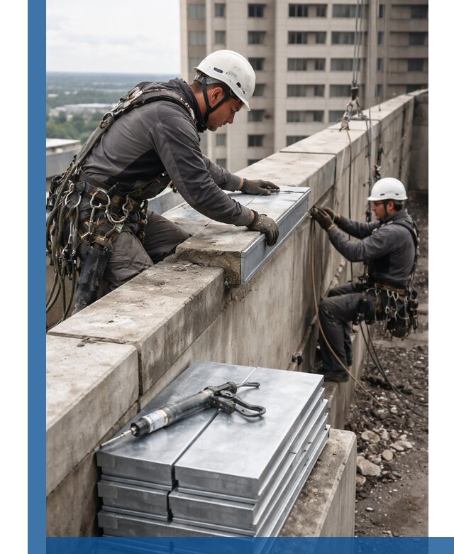 Замена парапетных крышек и установка новых в Краснотурьинске