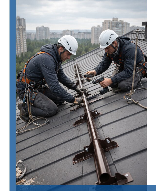 Монтаж снегозадержателей на кровле зданий в Краснотурьинске под ключ