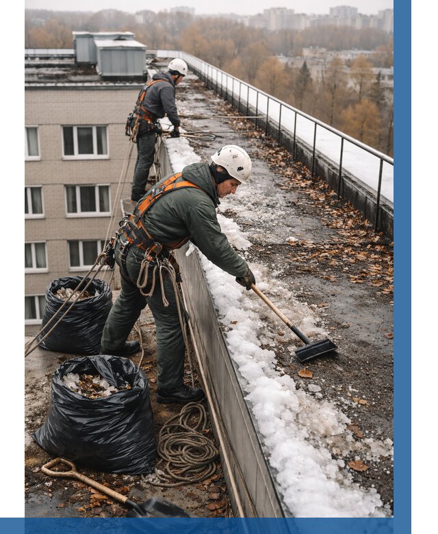 Очистка кровли по периметру в Краснотурьинске от 585 р. | ВЫСОТНИК-Кту