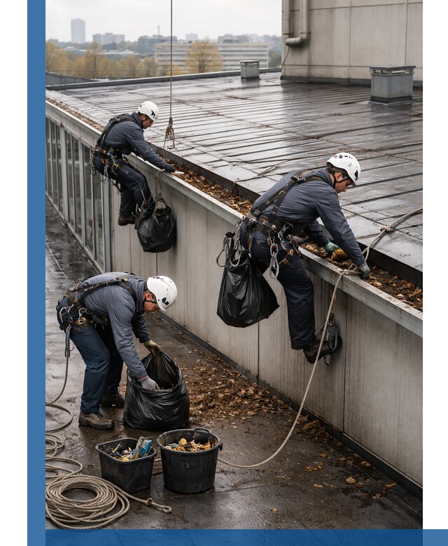Очистка кровли по периметру в Краснотурьинске силами промышленных альпинистов