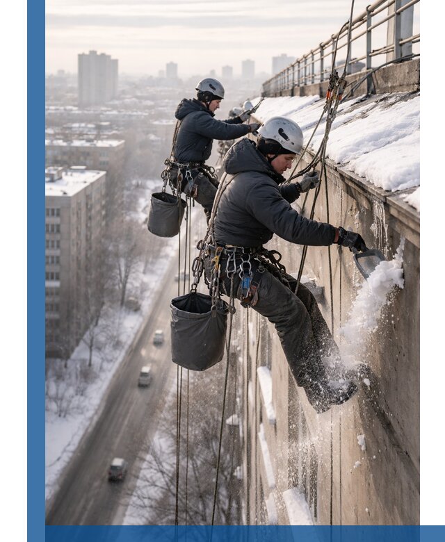 Очистка карнизов от снега в Краснотурьинске профессионально и безопасно