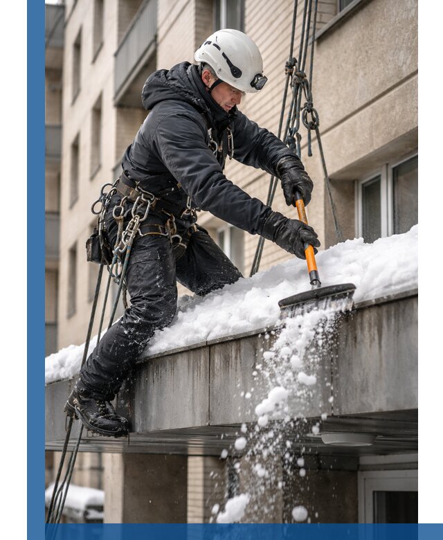 Очистка козырьков от снега в Краснотурьинске круглогодично безопасно