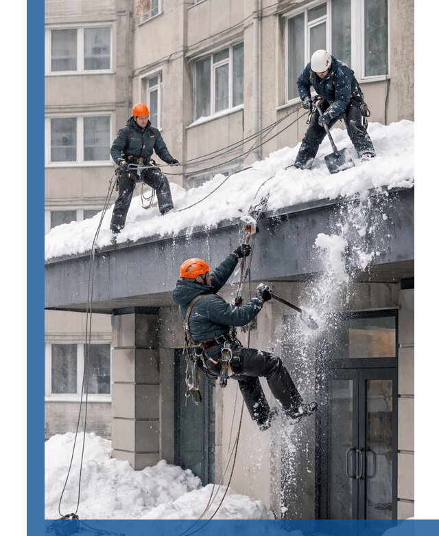 Безопасная очистка навесов от снега в Краснотурьинске круглогодично