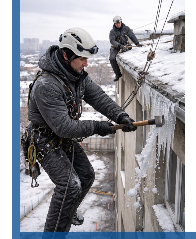 Сбивание и удаление сосулек с крыши в Краснотурьинске безопасно