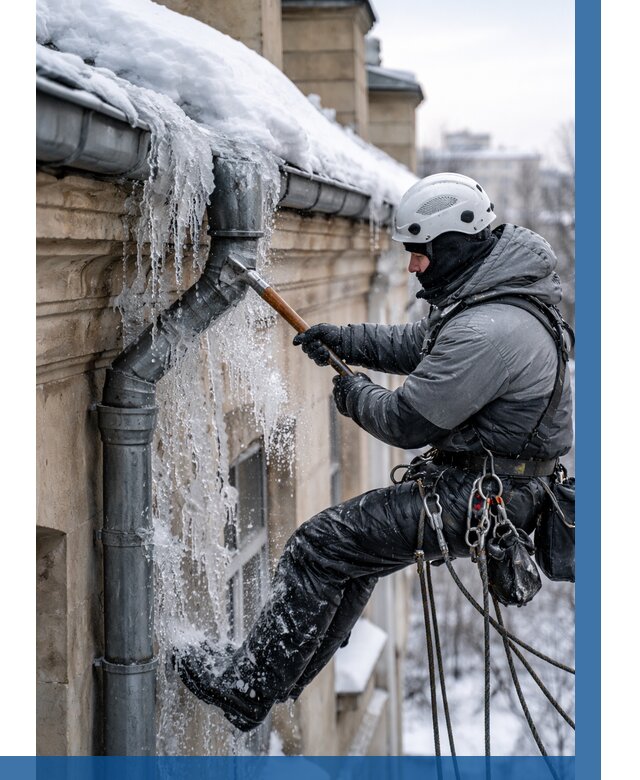 Очистка водостоков от льда в Краснотурьинске от 3722 р. | ВЫСОТНИК-Кту