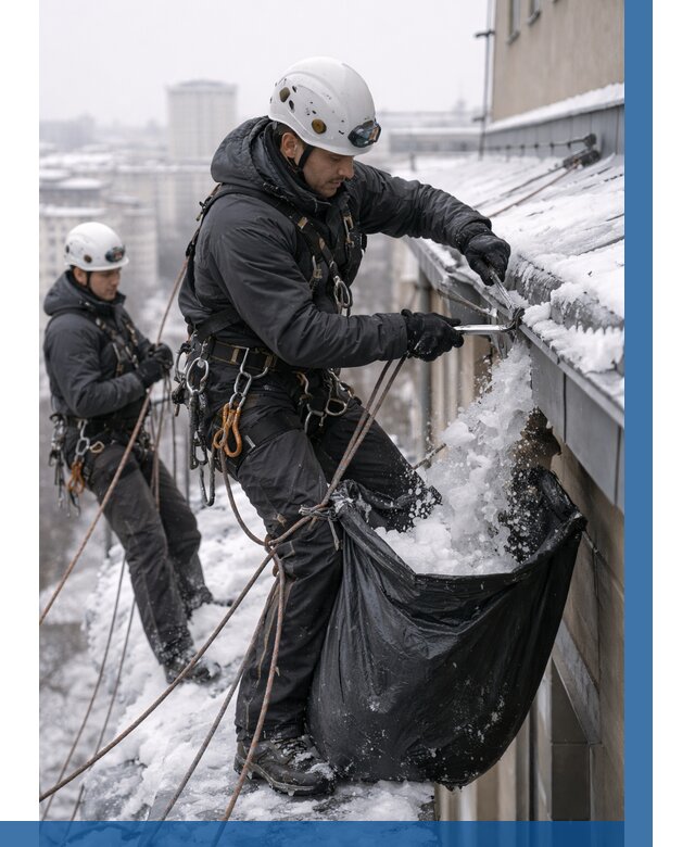 Аварийная очистка крыши в Краснотурьинске под ключ от 319 р. | ВЫСОТНИК-Кту