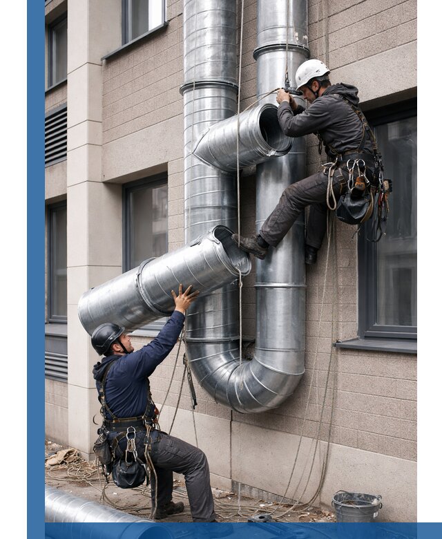 Монтаж фасадных воздуховодов в Краснотурьинске с герметизацией и крепежом