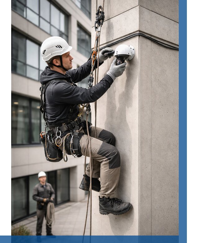 Монтаж камер видеонаблюдения на фасаде в Краснотурьинске от 9038 р.-ВЫСОТНИК-Кту