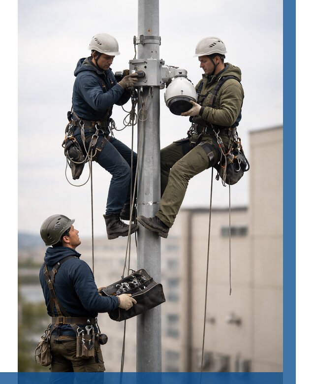 Установка видеокамер на мачте в Краснотурьинске от 9038 р. | ВЫСОТНИК-Кту