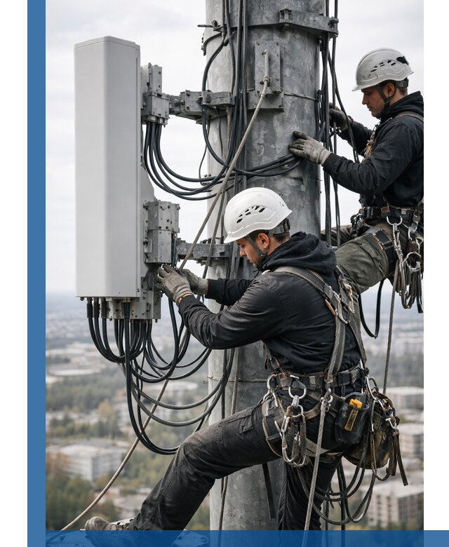 Монтаж оборудования связи на мачте в Краснотурьинске с пусконаладкой