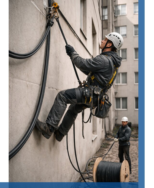 Протяжка кабеля питания на высоте в Краснотурьинске от 478 р. | ВЫСОТНИК-Кту