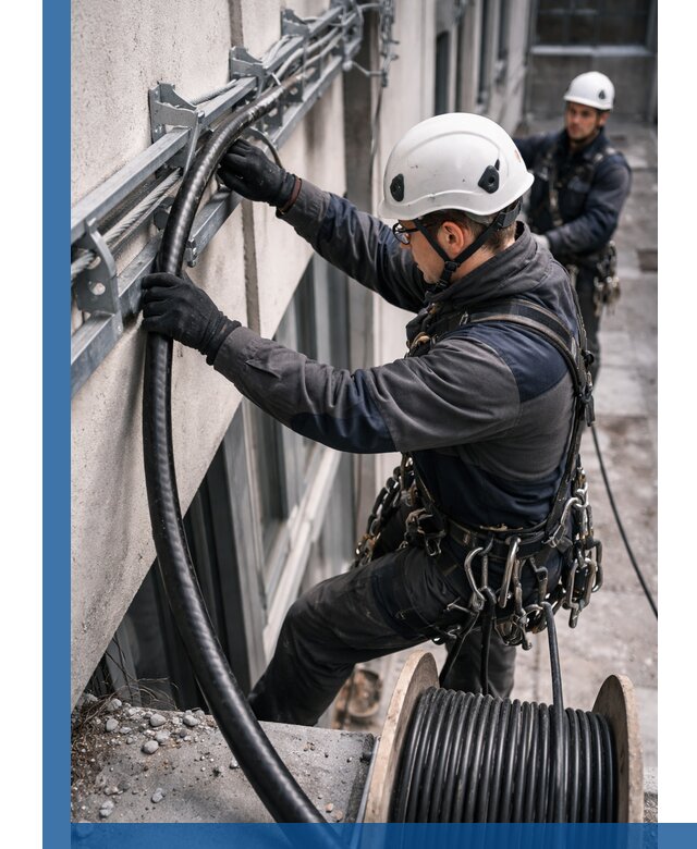 Протяжка кабеля питания на высоте в Краснотурьинске с гарантией безопасности и качества