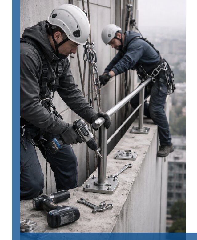 Монтаж перил на высоте в Краснотурьинске для жилых и промобъектов