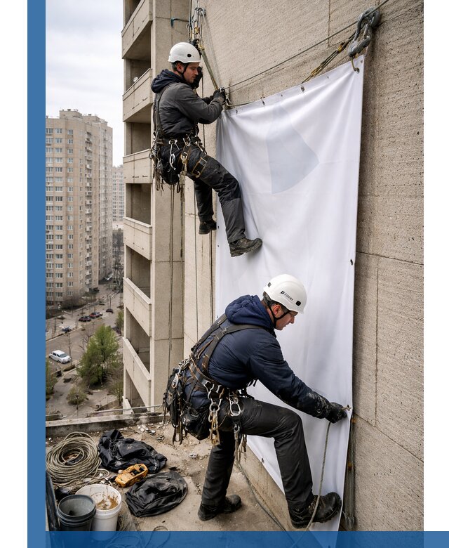 Профессиональный монтаж баннеров на фасаде в Краснотурьинске