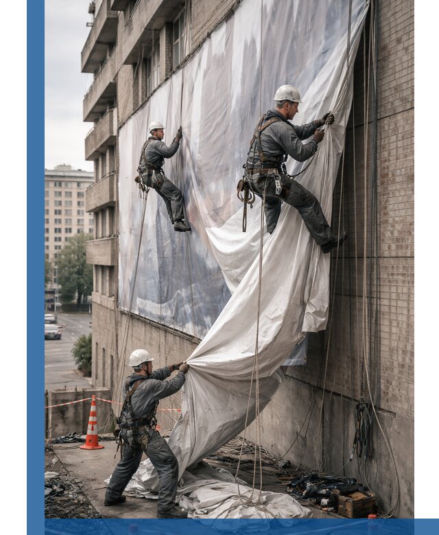 Демонтаж баннеров с фасада в Краснотурьинске оперативно и безопасно