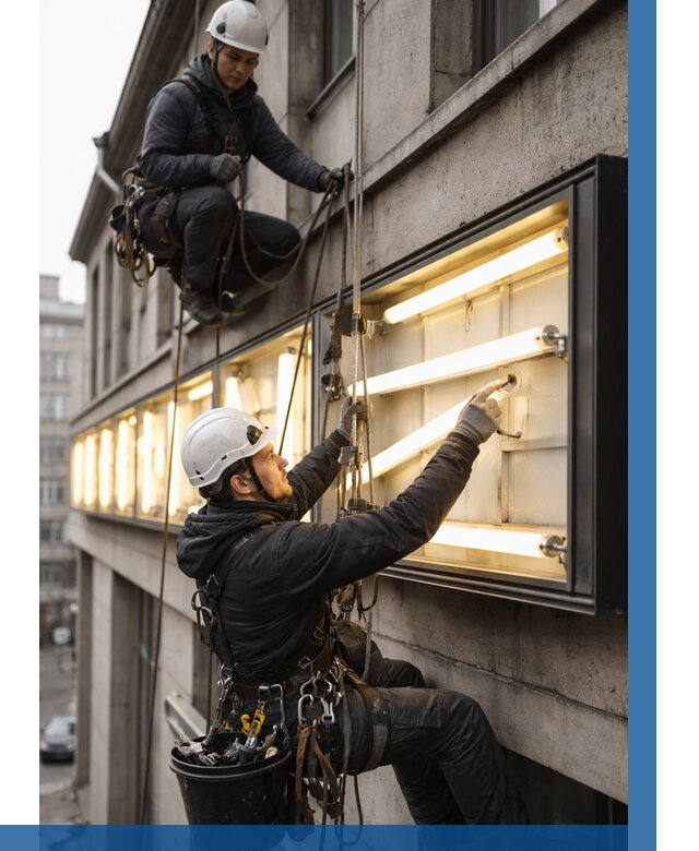 Замена ламп в вывеске в Краснотурьинске под ключ от 3722 р. | ВЫСОТНИК-Кту