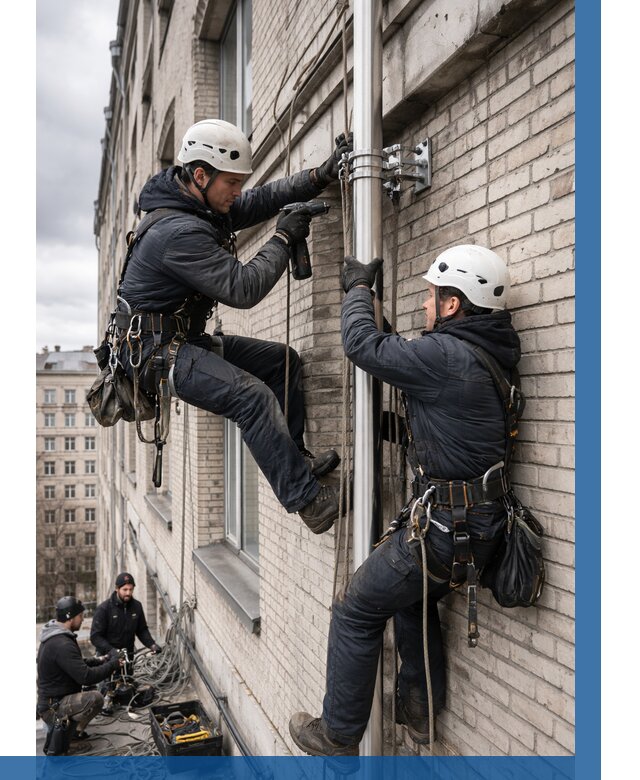 Монтаж флагштока на здании в Краснотурьинске от 6911 р. | ВЫСОТНИК-Кту