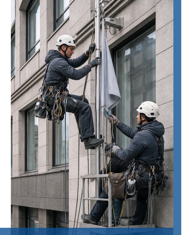 Установка флагов на фасаде в Краснотурьинске от 4785 р. | ВЫСОТНИК-Кту