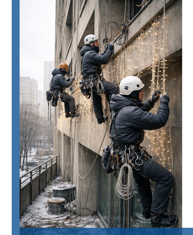 Монтаж новогодней иллюминации и украшение фасадов в Краснотурьинске