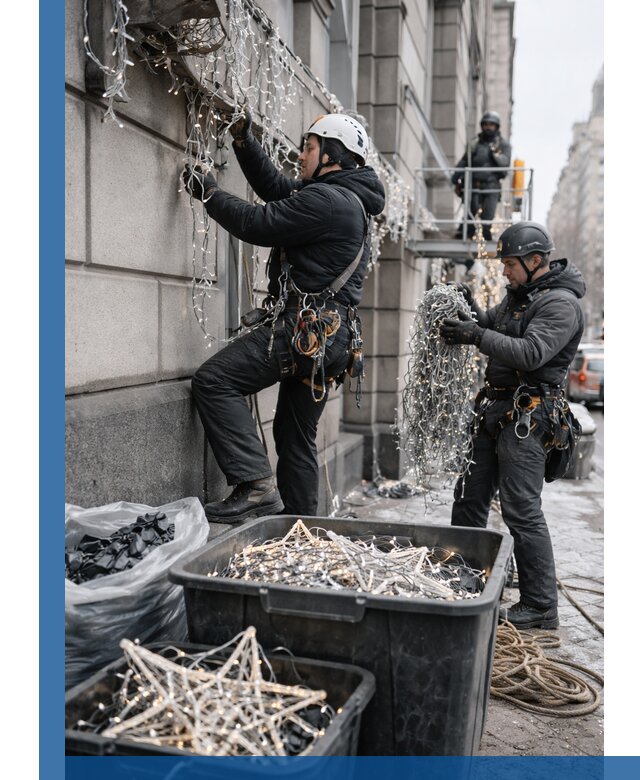 Демонтаж новогоднего оформления и гирлянд в Краснотурьинске