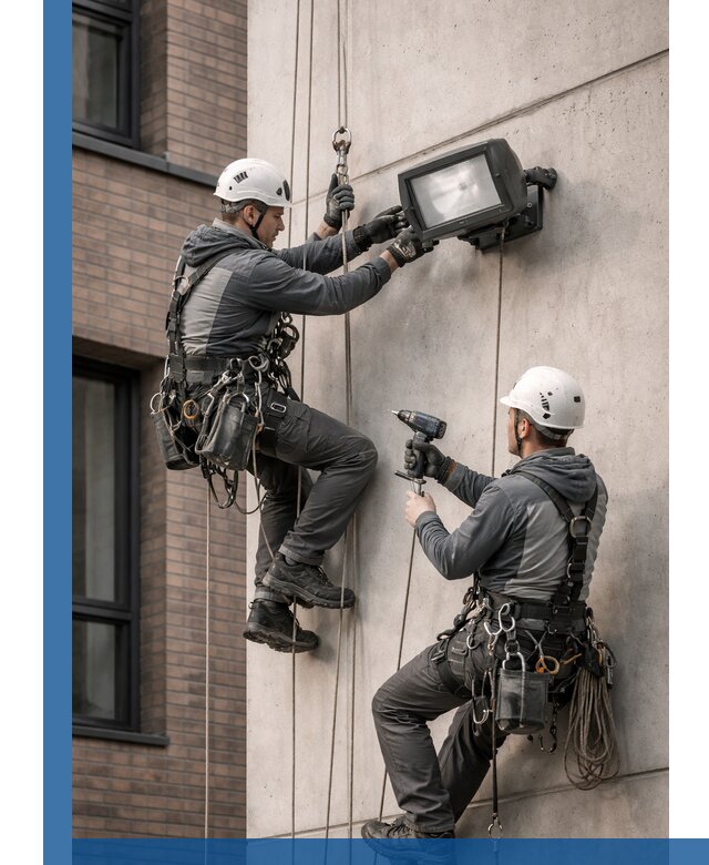 Профессиональный монтаж фасадных прожекторов в Краснотурьинске под ключ