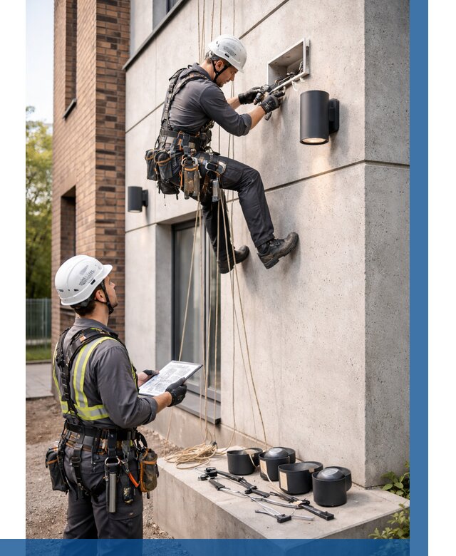 Монтаж фасадного освещения в Краснотурьинске от 2658 р. | ВЫСОТНИК-Кту