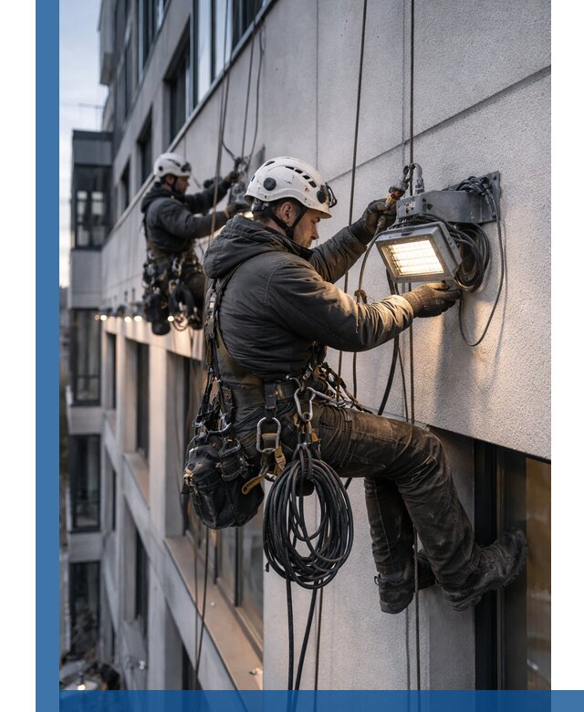 Монтаж фасадного освещения в Краснотурьинске установка и подключение